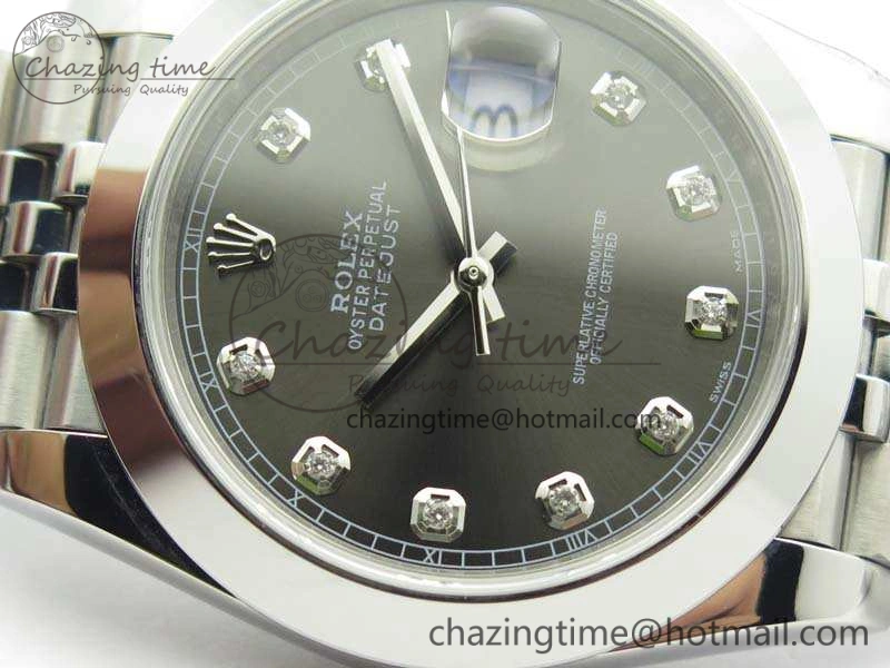 MoistureWicking DateJust 228238 Smooth Bezel SS Noob 1:1 Best Edition Gray Dial Diamond On Jubilee Bracelet A 3494