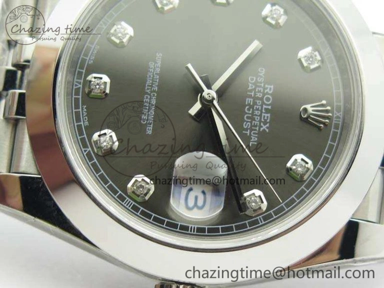 MoistureWicking DateJust 228238 Smooth Bezel SS Noob 1:1 Best Edition Gray Dial Diamond On Jubilee Bracelet A 3494