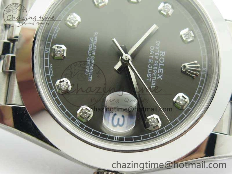 MoistureWicking DateJust 228238 Smooth Bezel SS Noob 1:1 Best Edition Gray Dial Diamond On Jubilee Bracelet A 3494