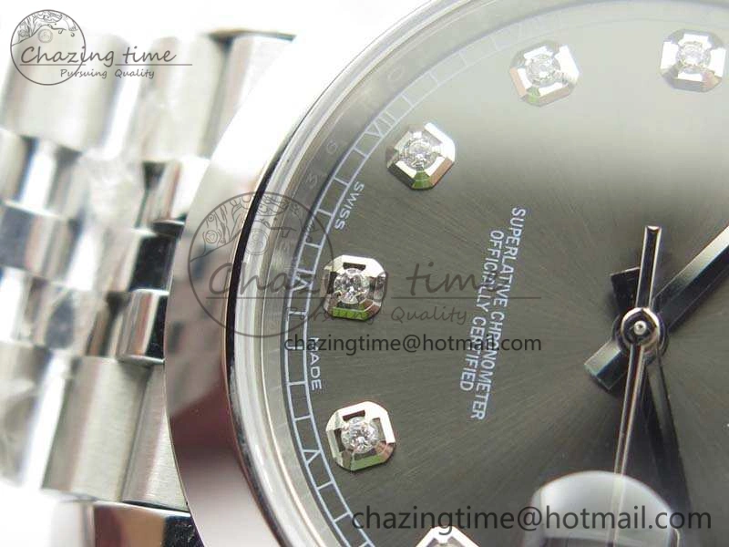 MoistureWicking DateJust 228238 Smooth Bezel SS Noob 1:1 Best Edition Gray Dial Diamond On Jubilee Bracelet A 3494