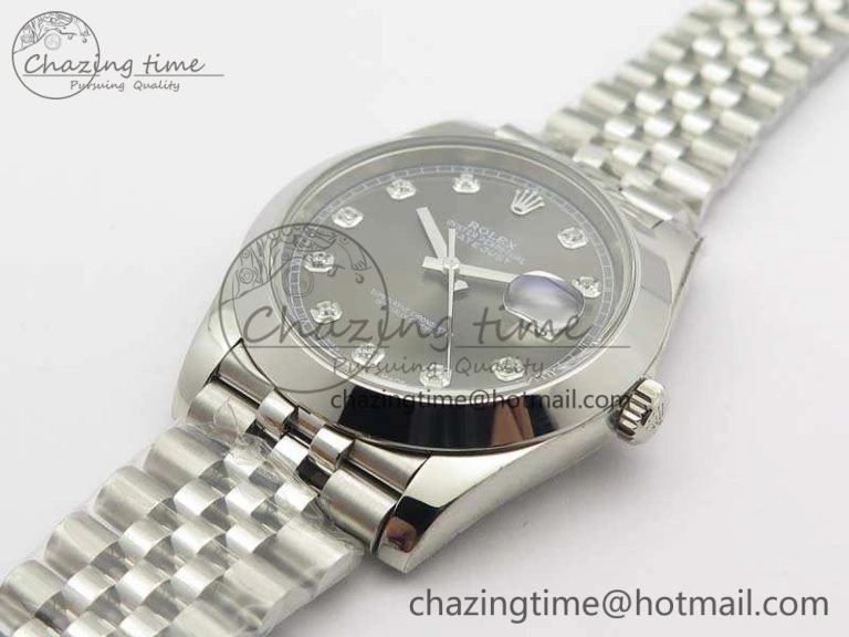 MoistureWicking DateJust 228238 Smooth Bezel SS Noob 1:1 Best Edition Gray Dial Diamond On Jubilee Bracelet A 3494