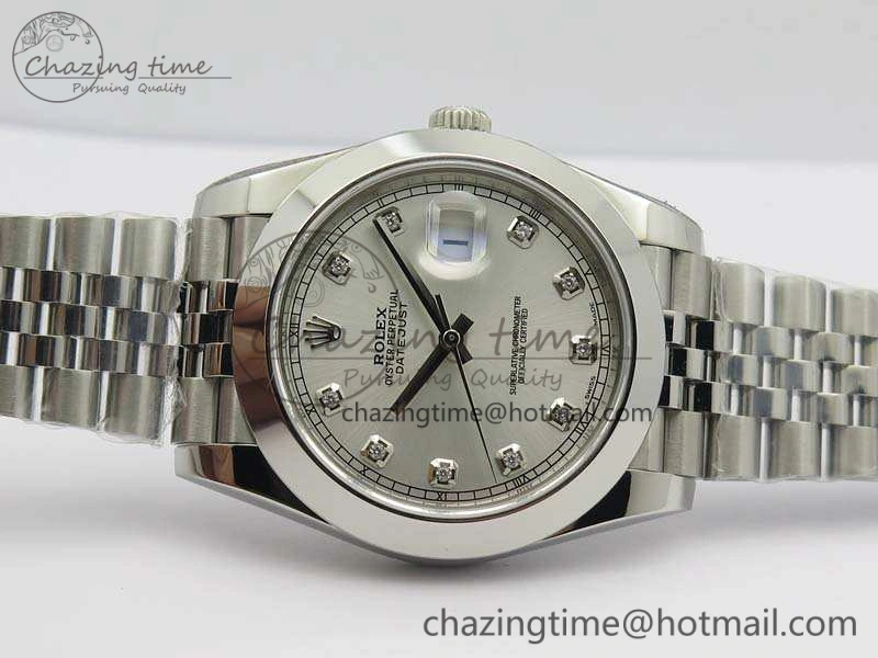 Bright DateJust 228238 Smooth Bezel SS Noob 1:1 Best Edition Silver Dial Diamond On Jubilee Bracelet A 3497