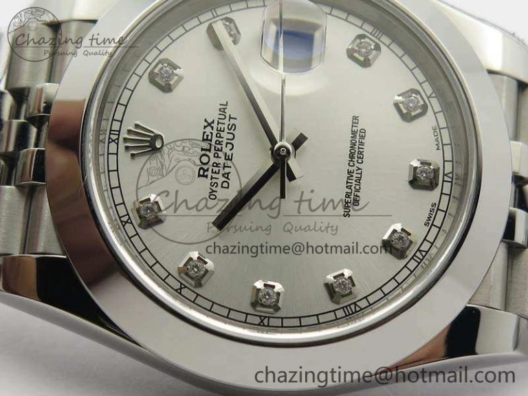 Bright DateJust 228238 Smooth Bezel SS Noob 1:1 Best Edition Silver Dial Diamond On Jubilee Bracelet A 3497