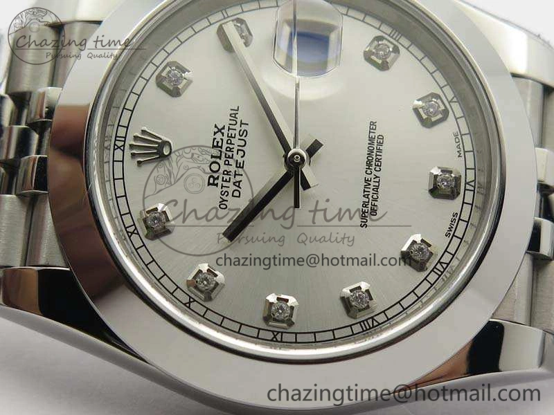 Bright DateJust 228238 Smooth Bezel SS Noob 1:1 Best Edition Silver Dial Diamond On Jubilee Bracelet A 3497