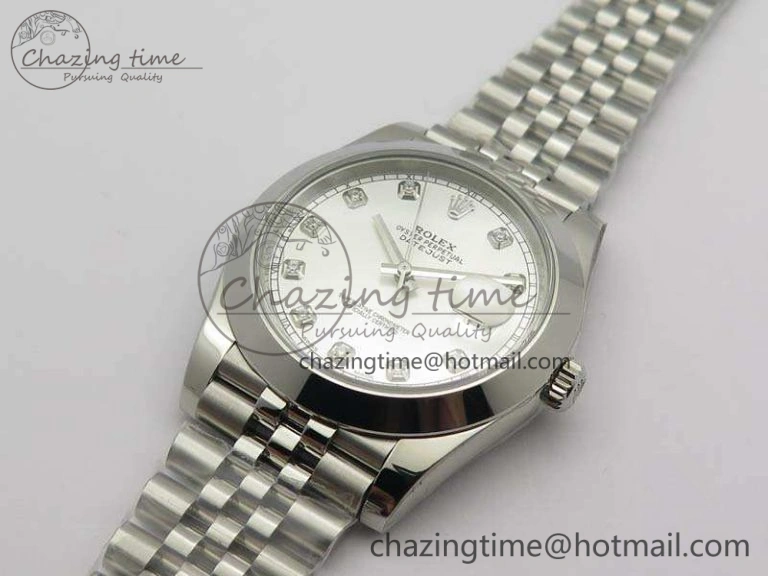 Bright DateJust 228238 Smooth Bezel SS Noob 1:1 Best Edition Silver Dial Diamond On Jubilee Bracelet A 3497