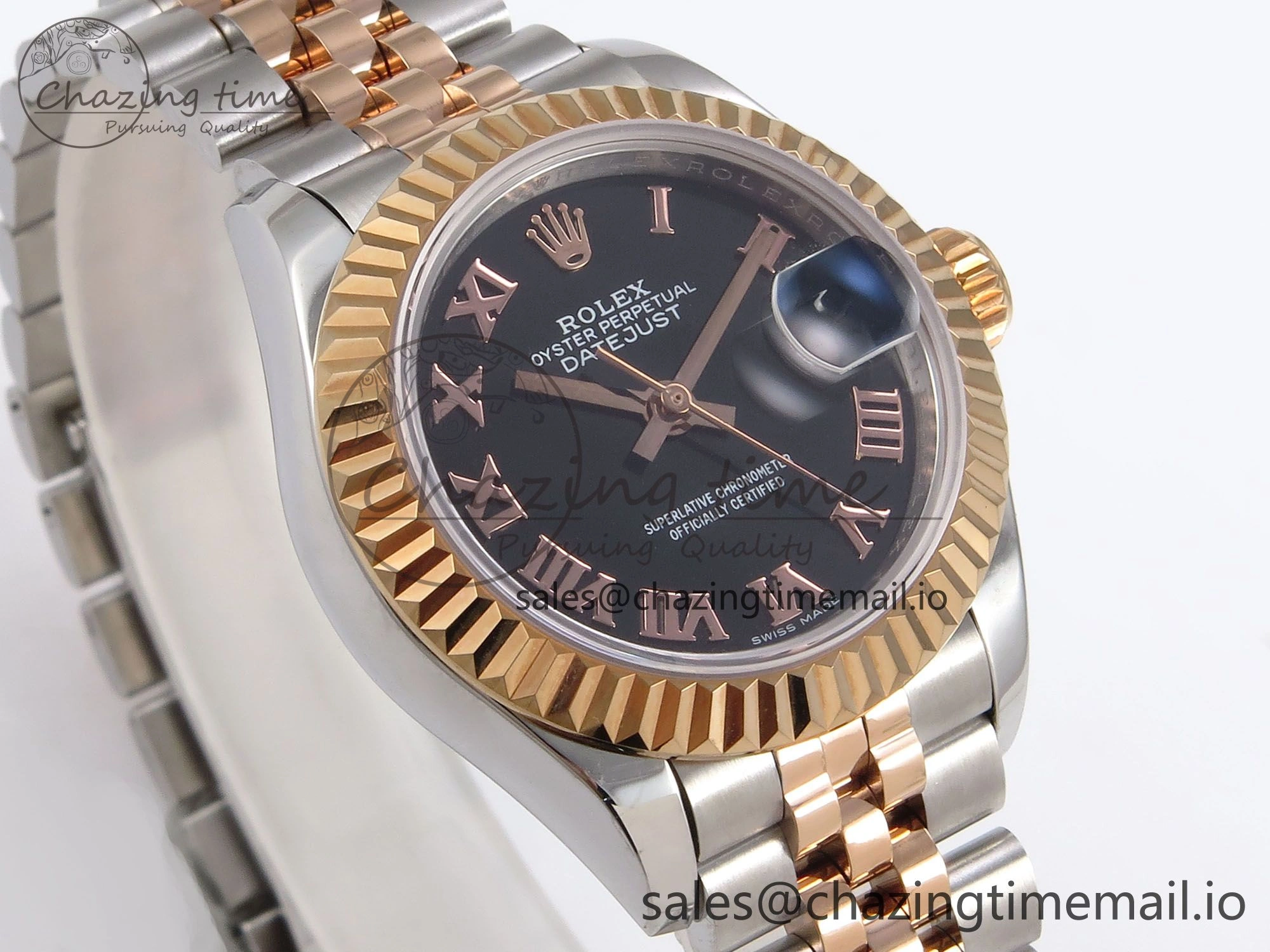 DateJust 28MM 279171 SS RG GMF 1:1 Best Edition 904L Steel Black Roman Dial on Jubilee Bracelet A WaterResistant 10063