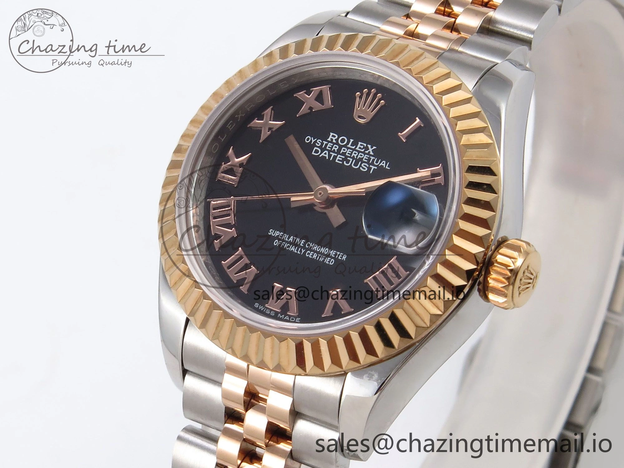 DateJust 28MM 279171 SS RG GMF 1:1 Best Edition 904L Steel Black Roman Dial on Jubilee Bracelet A WaterResistant 10063