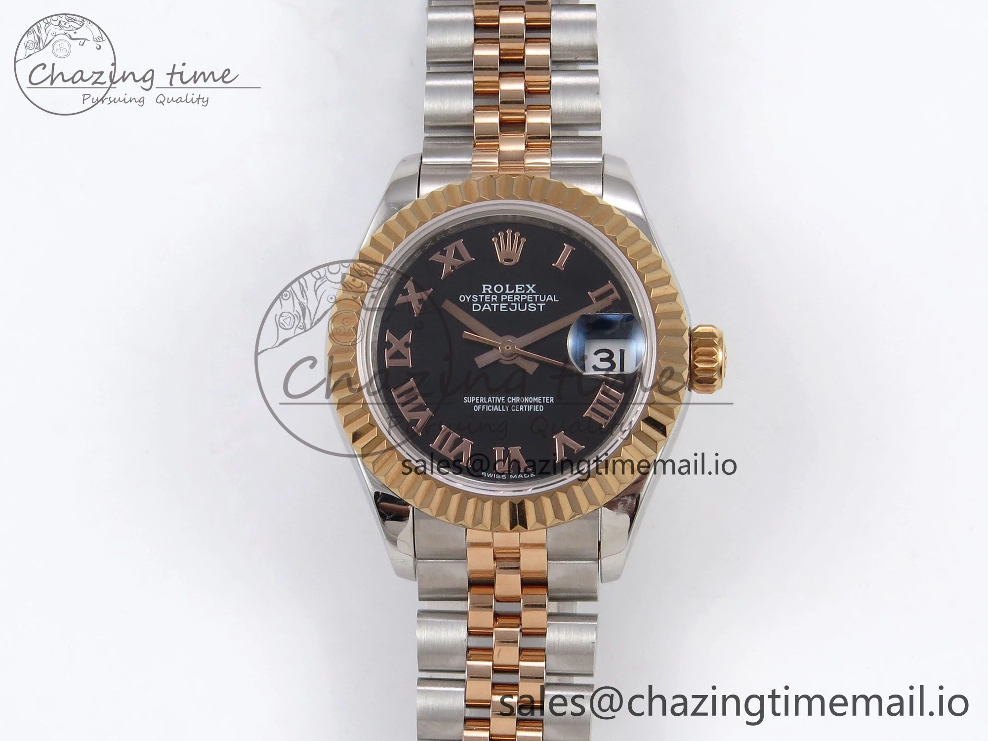 DateJust 28MM 279171 SS RG GMF 1:1 Best Edition 904L Steel Black Roman Dial on Jubilee Bracelet A WaterResistant 10063