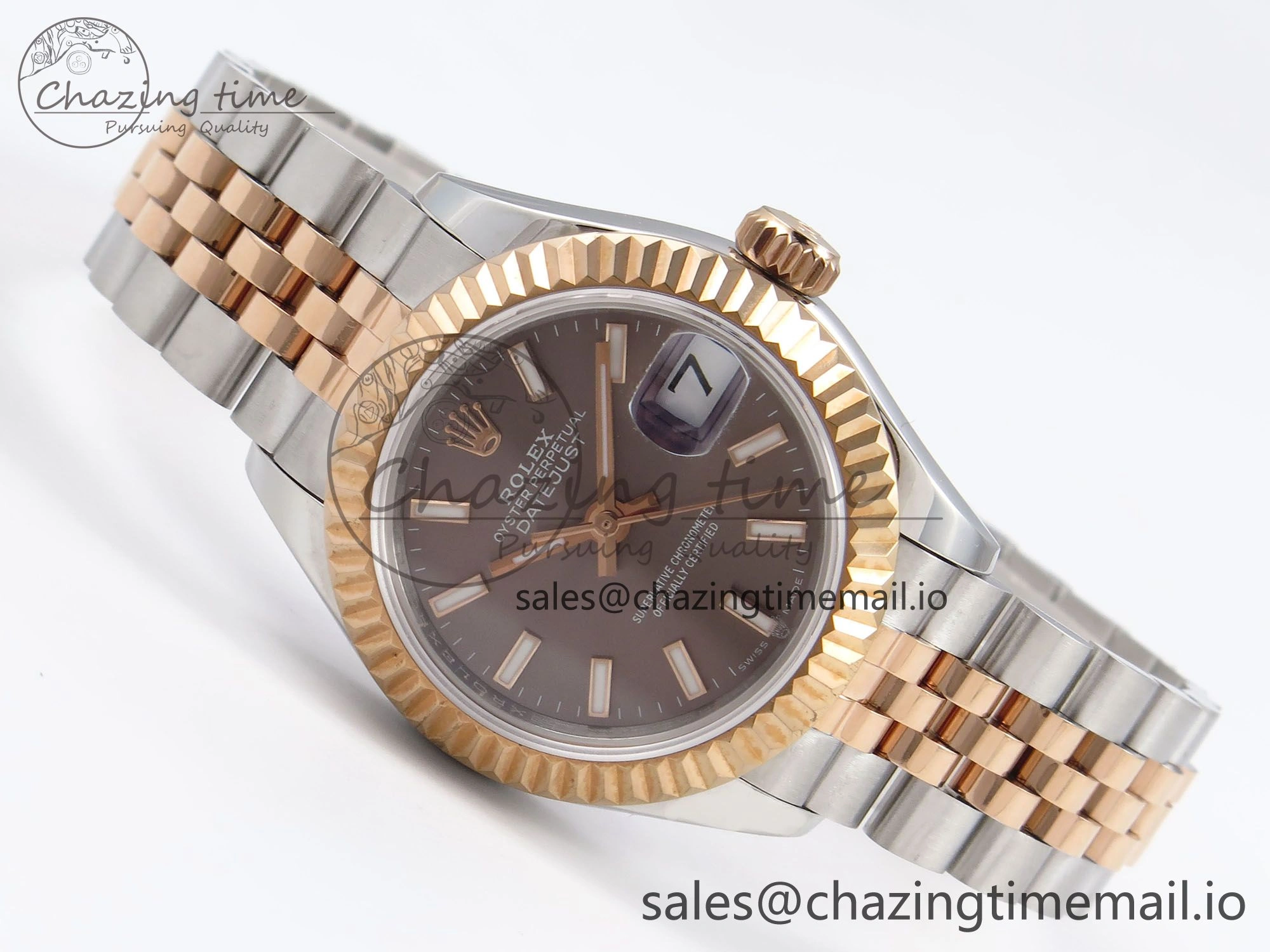 DateJust 28MM 279171 SS RG GMF 1:1 Best Edition 904L Steel Brown Stick Dial on Jubilee Bracelet A Efficient 10064