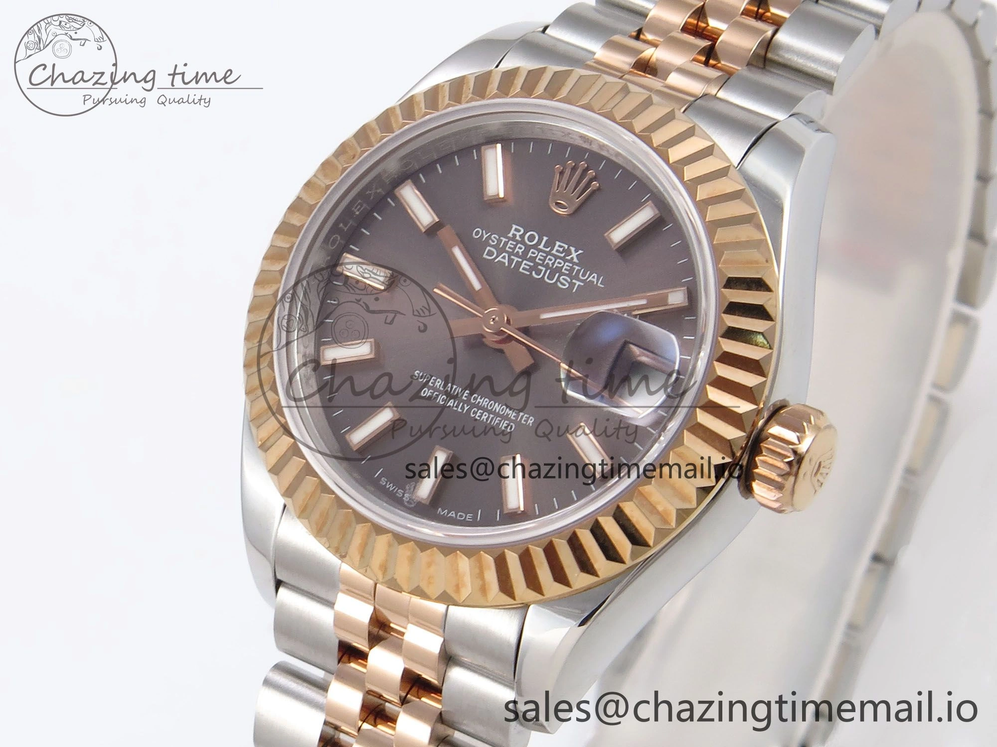 DateJust 28MM 279171 SS RG GMF 1:1 Best Edition 904L Steel Brown Stick Dial on Jubilee Bracelet A Efficient 10064