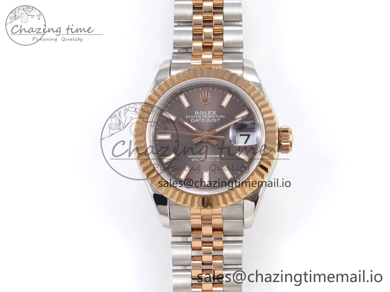 DateJust 28MM 279171 SS RG GMF 1:1 Best Edition 904L Steel Brown Stick Dial on Jubilee Bracelet A Efficient 10064