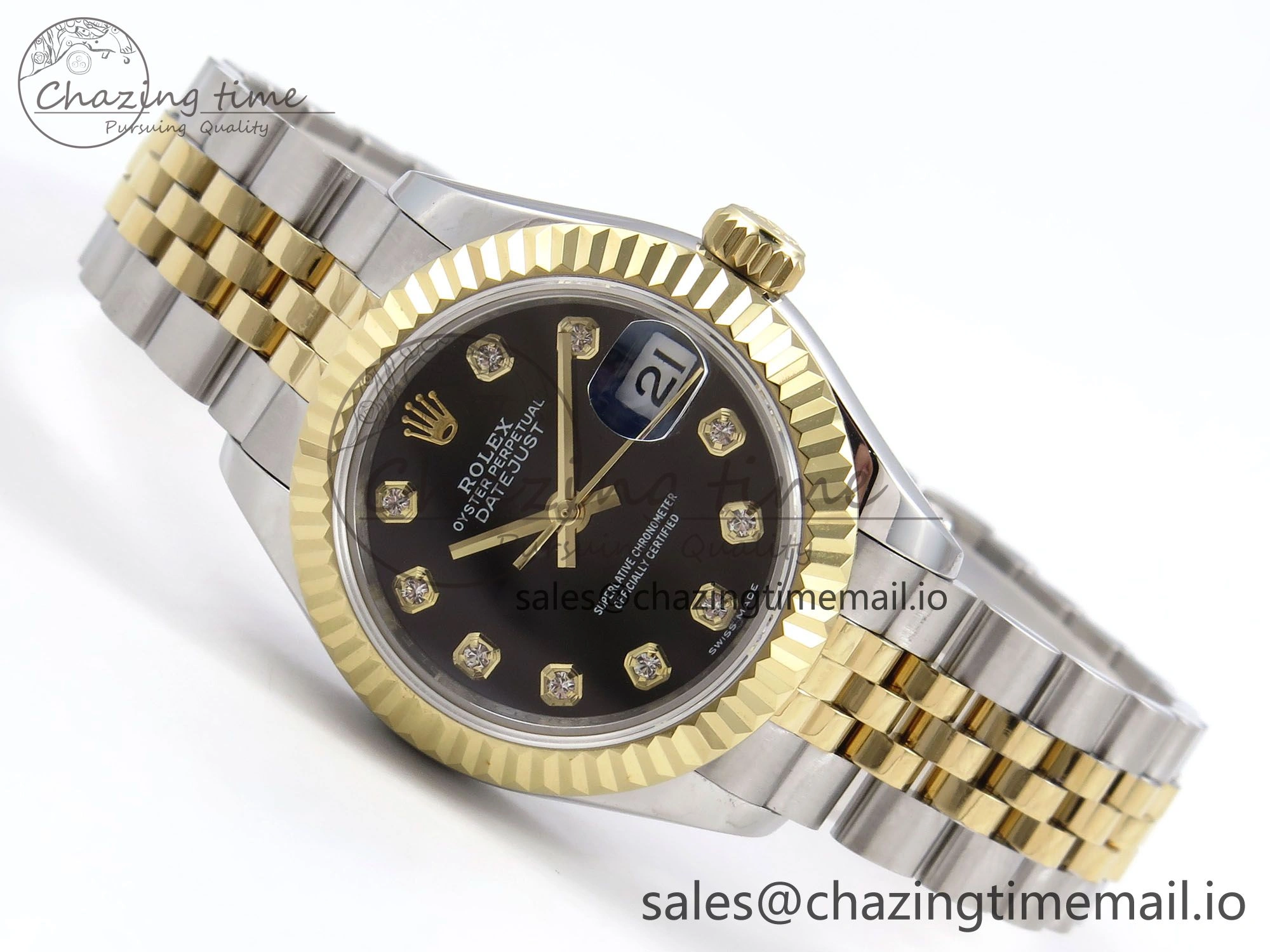 DateJust 28MM 279173 SS YG GMF 1:1 Best Edition 904L Steel Black Diamonds Dial on Jubilee Bracelet A Timeless 10054