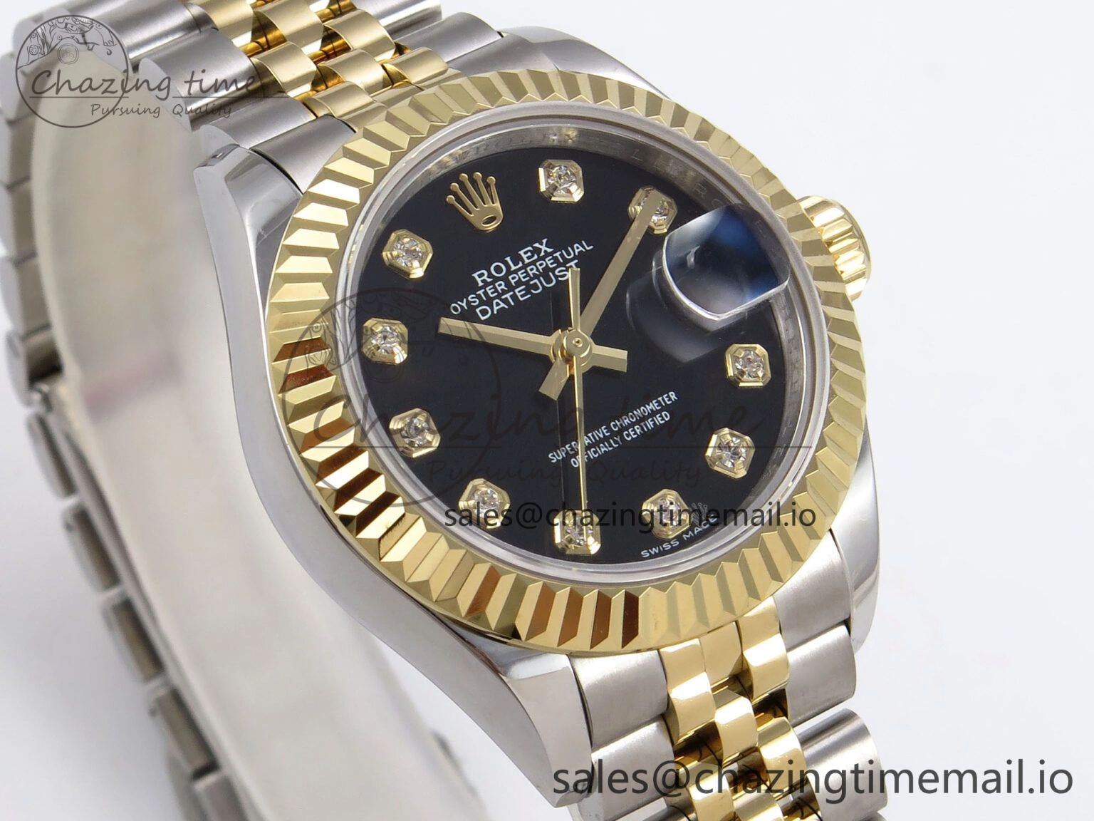 DateJust 28MM 279173 SS YG GMF 1:1 Best Edition 904L Steel Black Diamonds Dial on Jubilee Bracelet A Timeless 10054