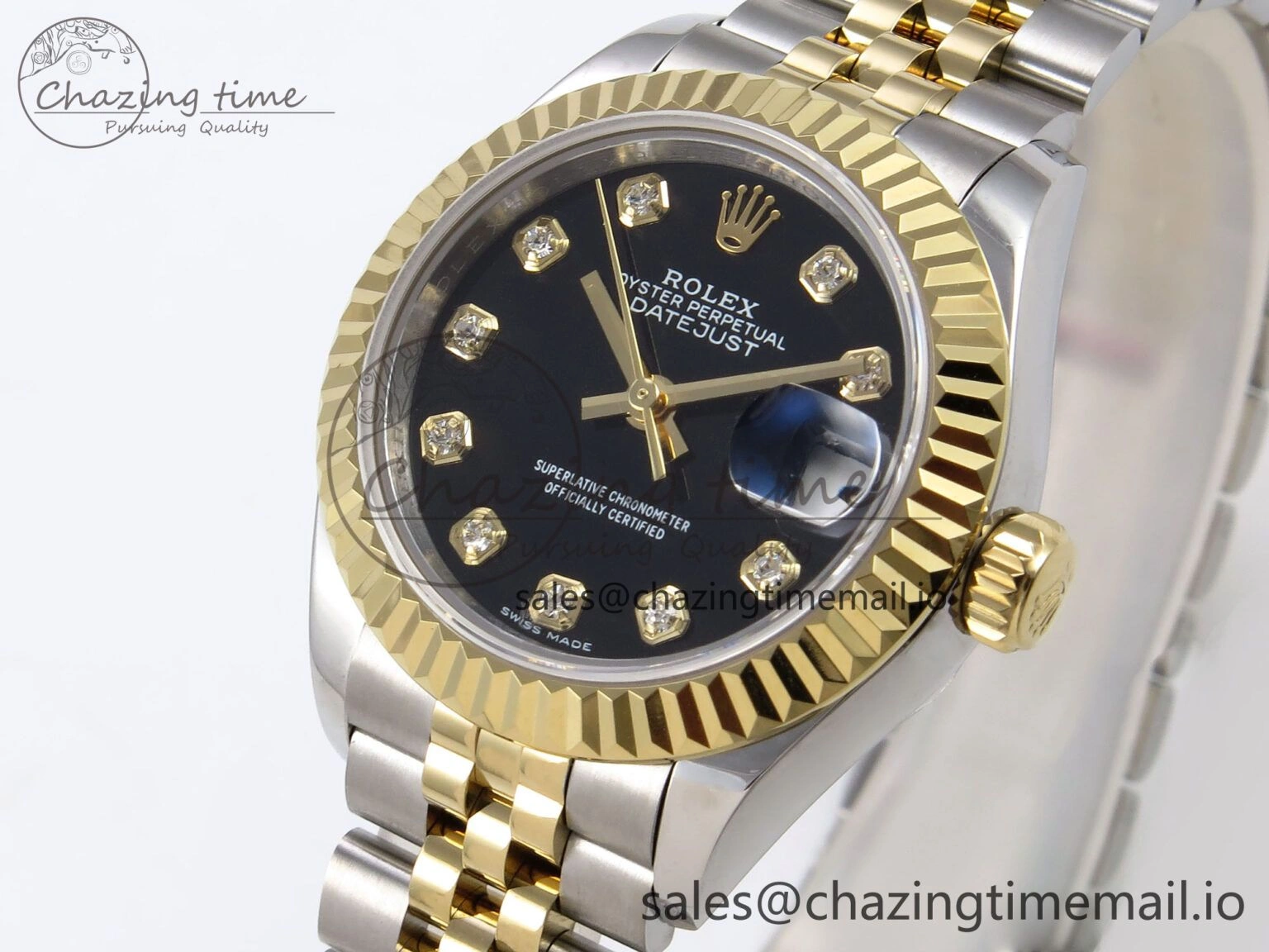 DateJust 28MM 279173 SS YG GMF 1:1 Best Edition 904L Steel Black Diamonds Dial on Jubilee Bracelet A Timeless 10054