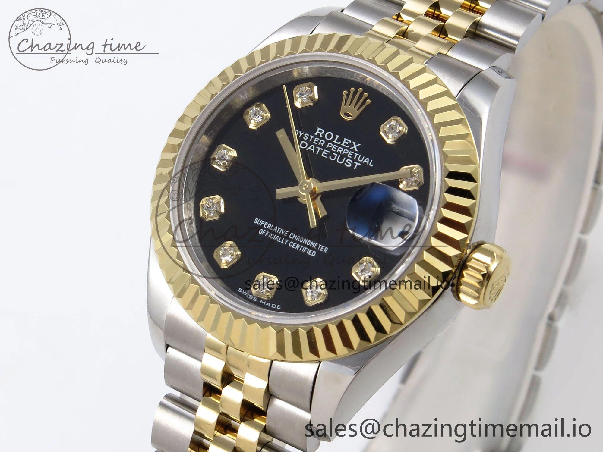 DateJust 28MM 279173 SS YG GMF 1:1 Best Edition 904L Steel Black Diamonds Dial on Jubilee Bracelet A Timeless 10054