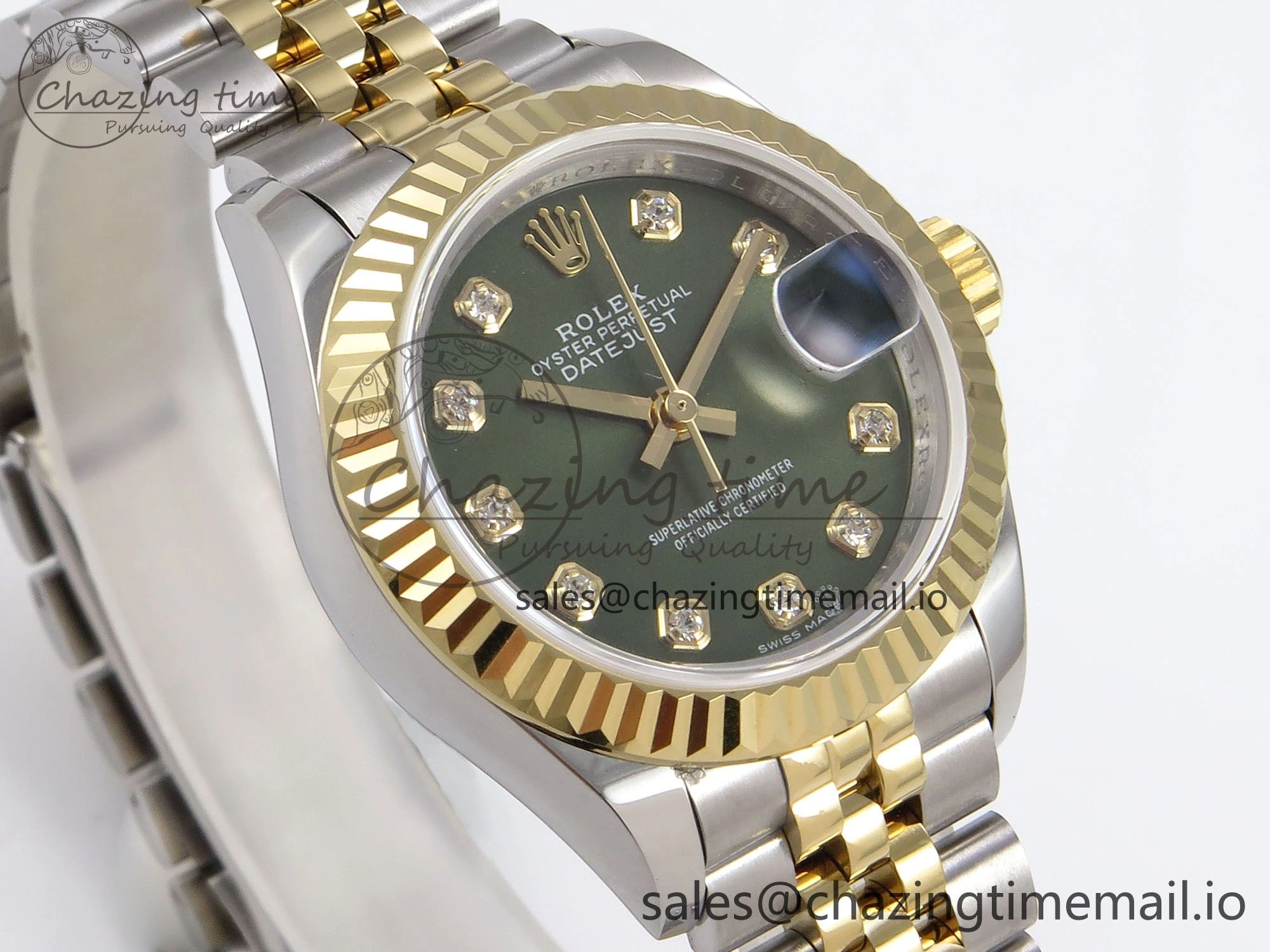 RelaxedFit DateJust 28MM 279173 SS YG GMF 1:1 Best Edition 904L Steel Green Diamonds Dial on Jubilee Bracelet A 10058