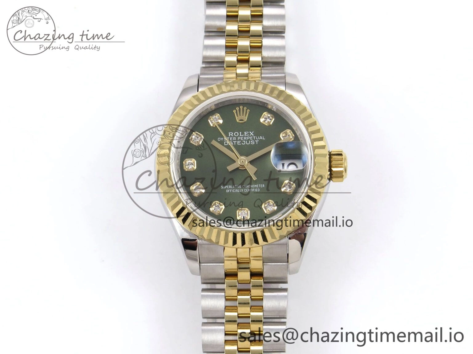DateJust 28MM 279173 SS YG GMF 1:1 Best Edition 904L Steel Green Diamonds Dial on Jubilee Bracelet A Chic 1124