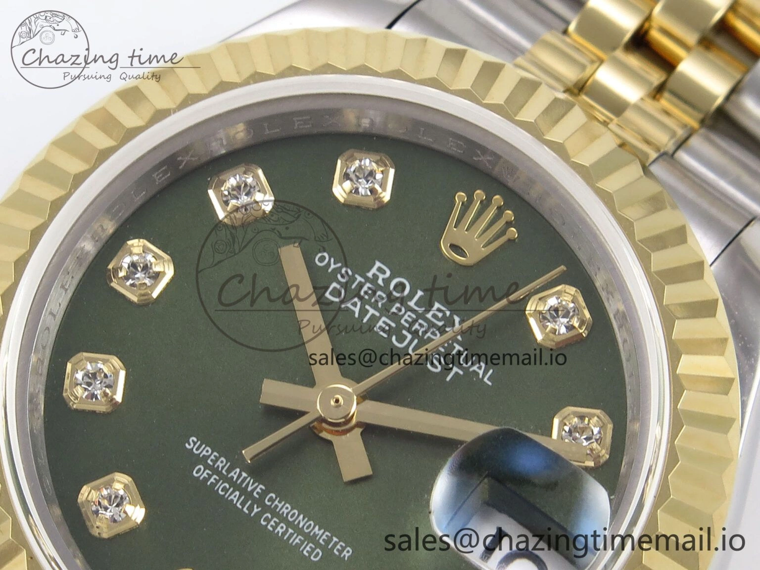 RelaxedFit DateJust 28MM 279173 SS YG GMF 1:1 Best Edition 904L Steel Green Diamonds Dial on Jubilee Bracelet A 10058