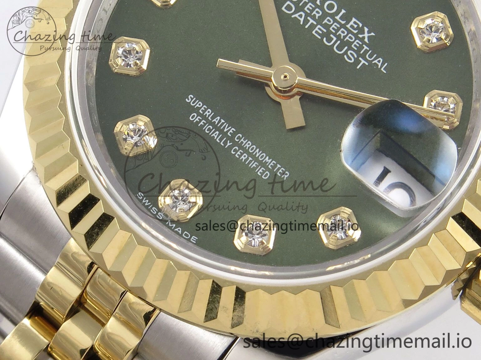 RelaxedFit DateJust 28MM 279173 SS YG GMF 1:1 Best Edition 904L Steel Green Diamonds Dial on Jubilee Bracelet A 10058