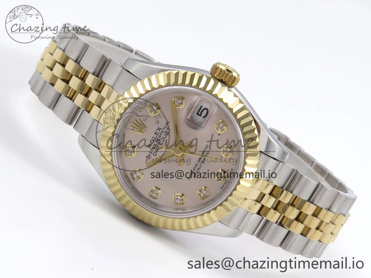 DateJust 28MM 279173 SS YG GMF 1:1 Best Edition 904L Steel Silver Diamonds Dial on Jubilee Bracelet A Sleek 10057