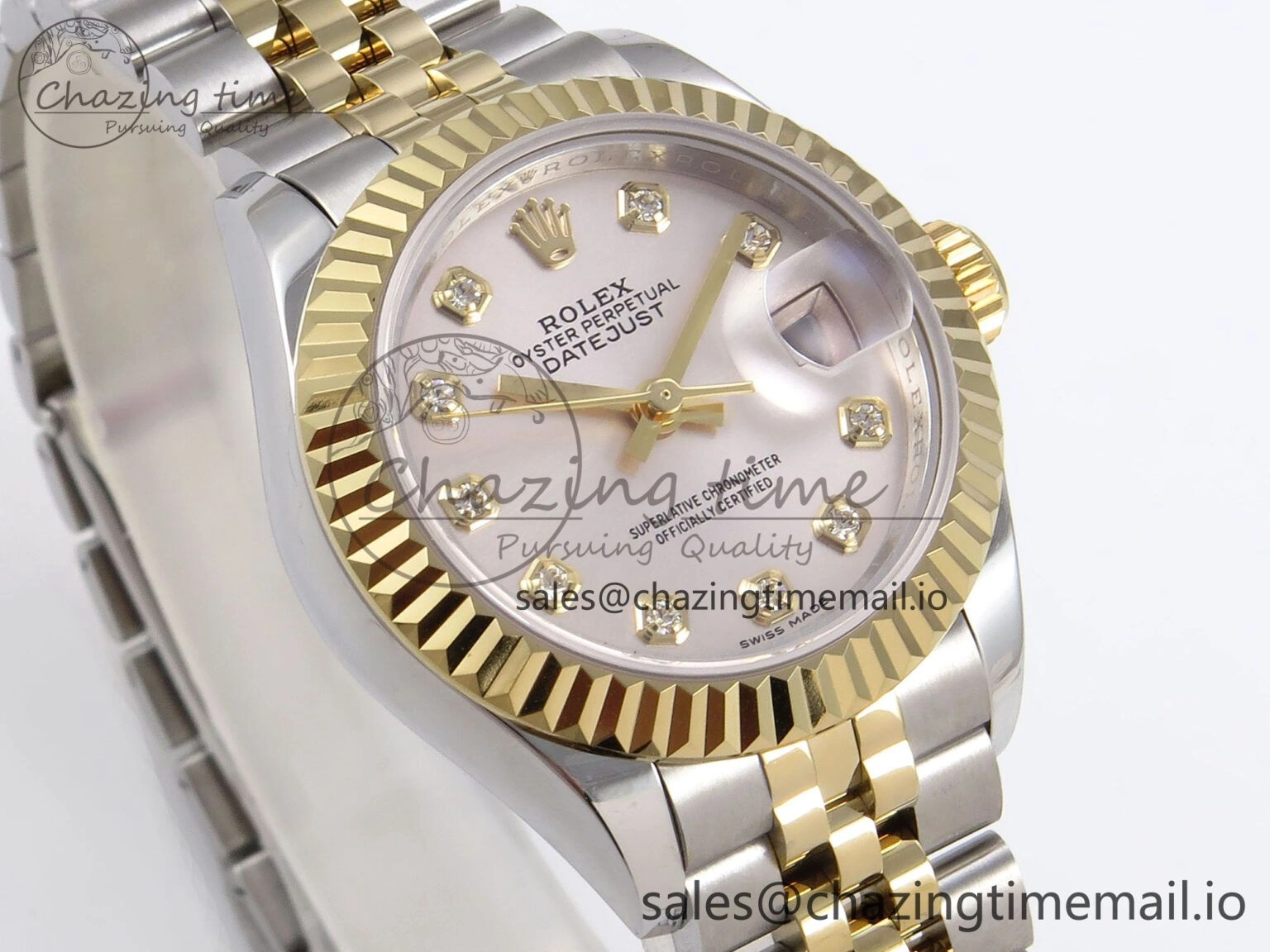 DateJust 28MM 279173 SS YG GMF 1:1 Best Edition 904L Steel Silver Diamonds Dial on Jubilee Bracelet A Sleek 10057