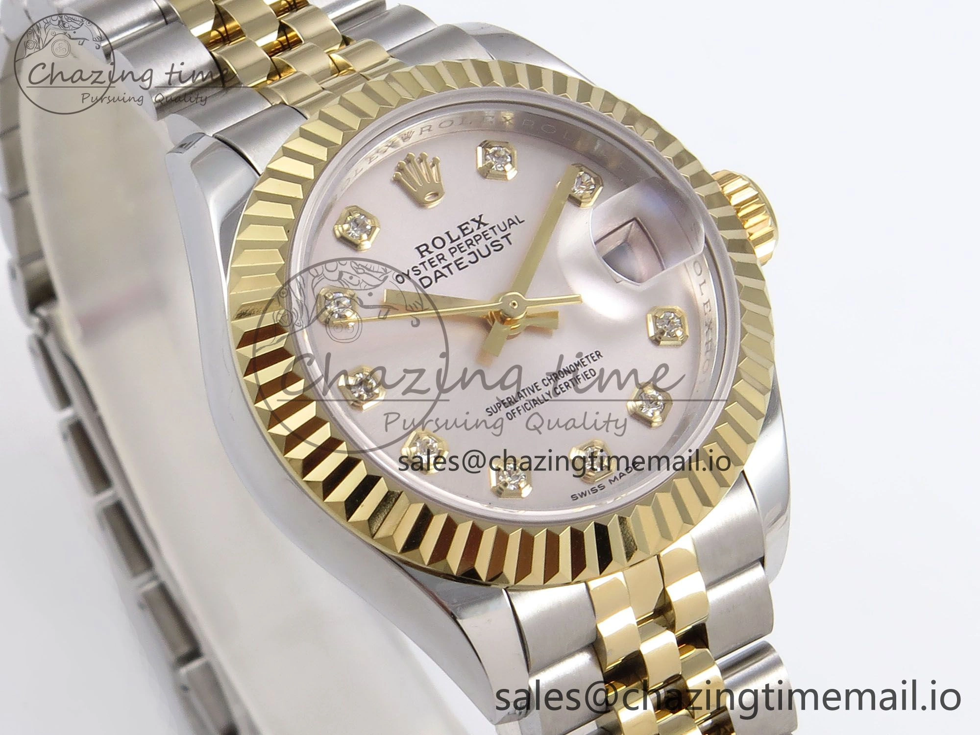 DateJust 28MM 279173 SS YG GMF 1:1 Best Edition 904L Steel Silver Diamonds Dial on Jubilee Bracelet A Sleek 10057