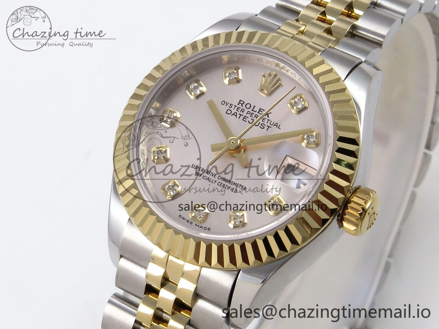 DateJust 28MM 279173 SS YG GMF 1:1 Best Edition 904L Steel Silver Diamonds Dial on Jubilee Bracelet A Sleek 10057