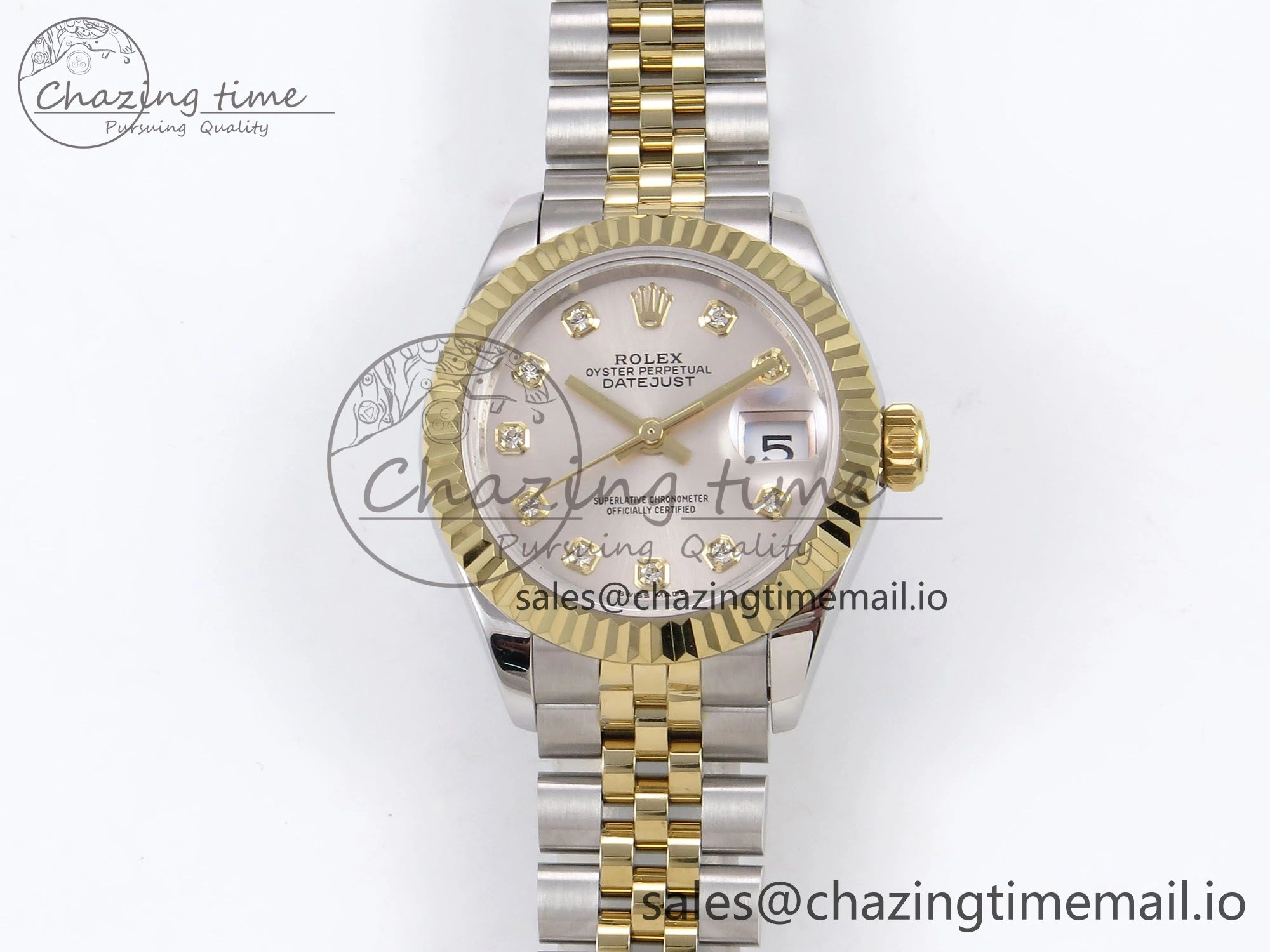 DateJust 28MM 279173 SS YG GMF 1:1 Best Edition 904L Steel Silver Diamonds Dial on Jubilee Bracelet A Sleek 10057