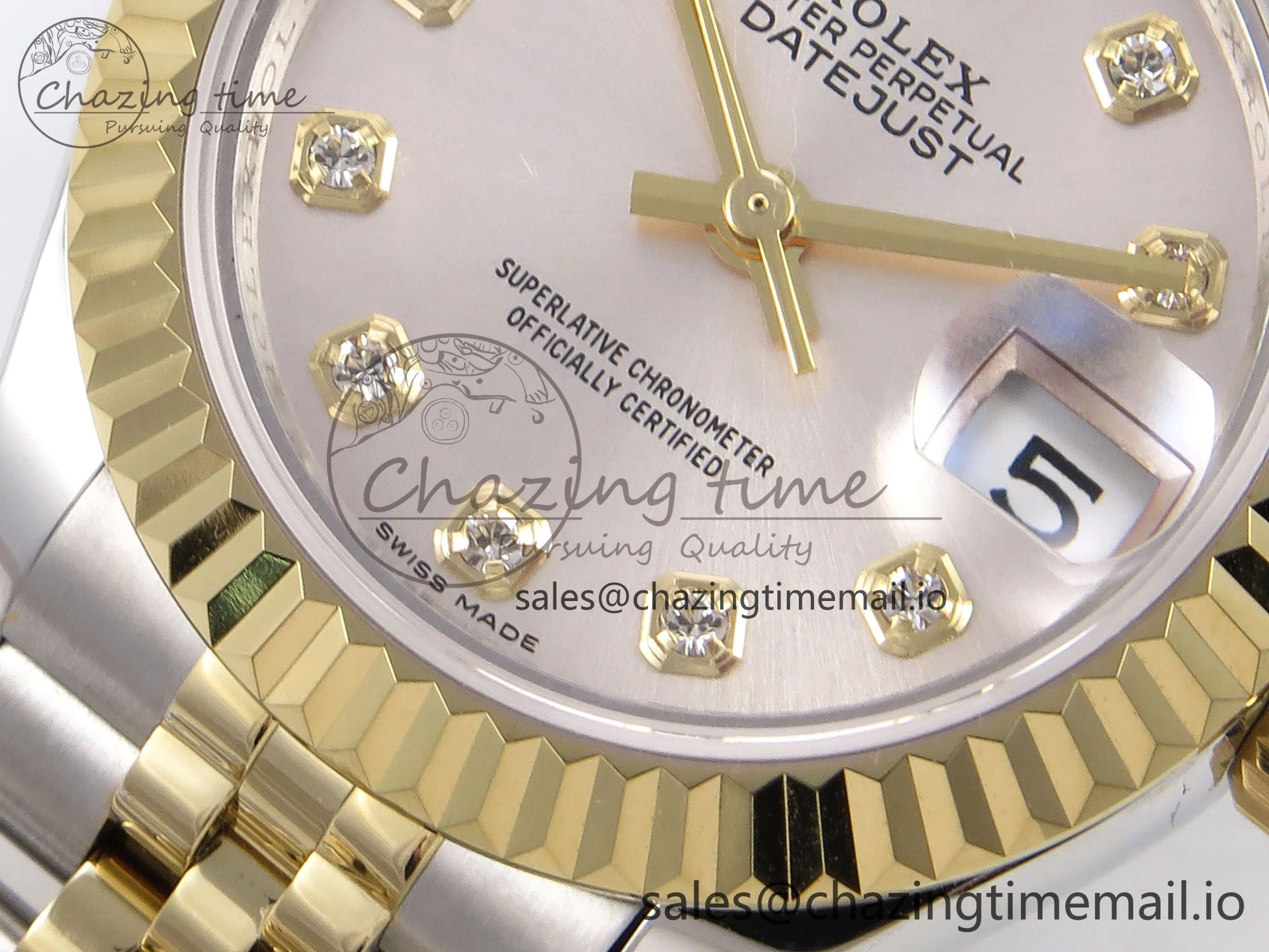 DateJust 28MM 279173 SS YG GMF 1:1 Best Edition 904L Steel Silver Diamonds Dial on Jubilee Bracelet A Sleek 10057