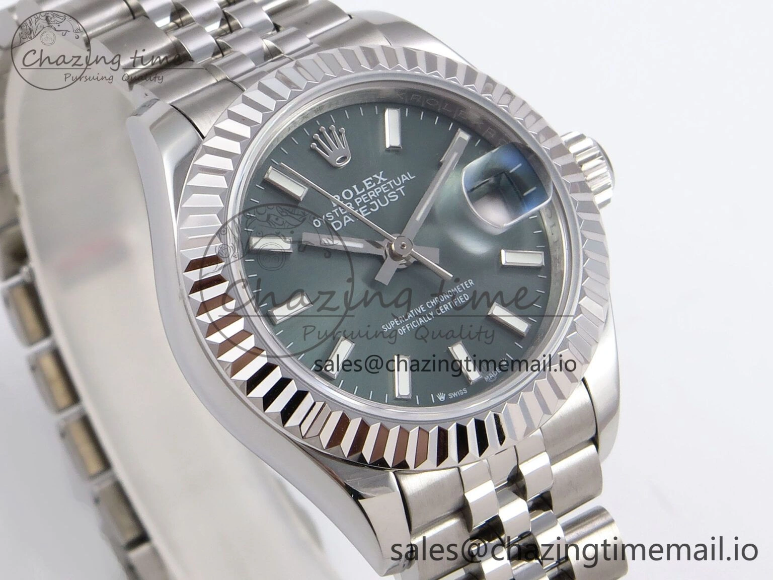 Sleek DateJust 28MM 279174 SS GMF 1:1 Best Edition 904L Steel Green Stick Dial on Jubilee Bracelet A 10074