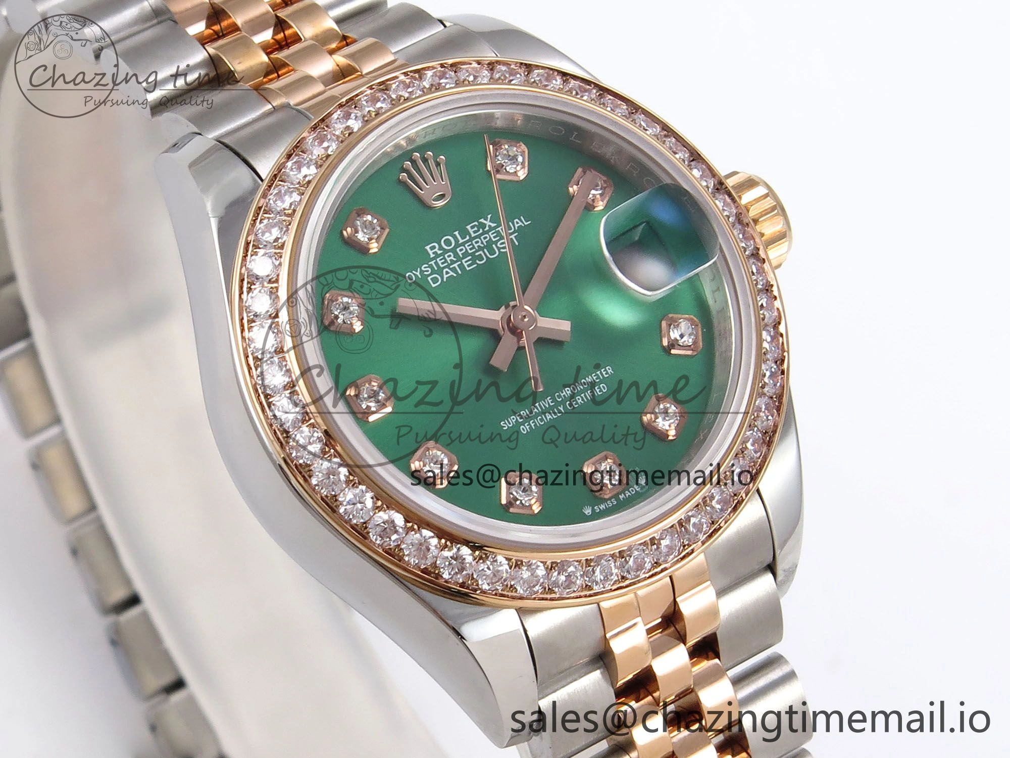 AllSeason DateJust 28MM 279381RBR SS RG GMF 1:1 Best Edition 904L Steel Green Dimonds Dial on Jubilee Bracelet A 10067