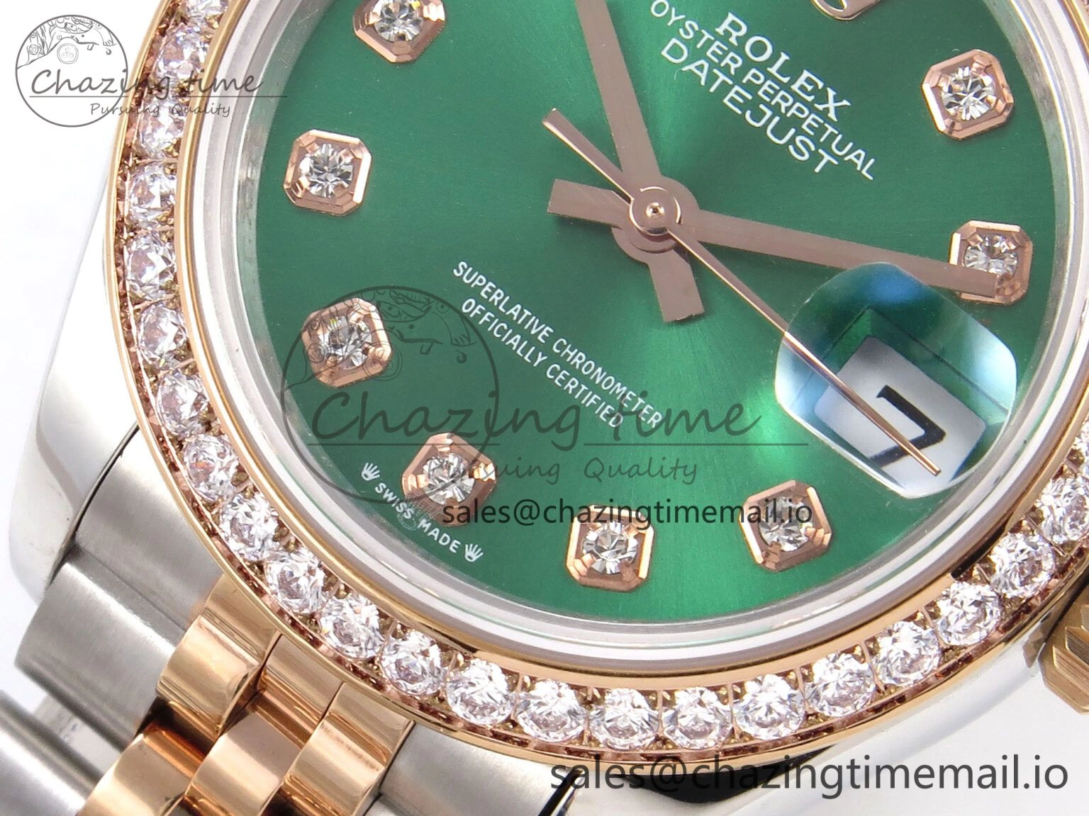 AllSeason DateJust 28MM 279381RBR SS RG GMF 1:1 Best Edition 904L Steel Green Dimonds Dial on Jubilee Bracelet A 10067