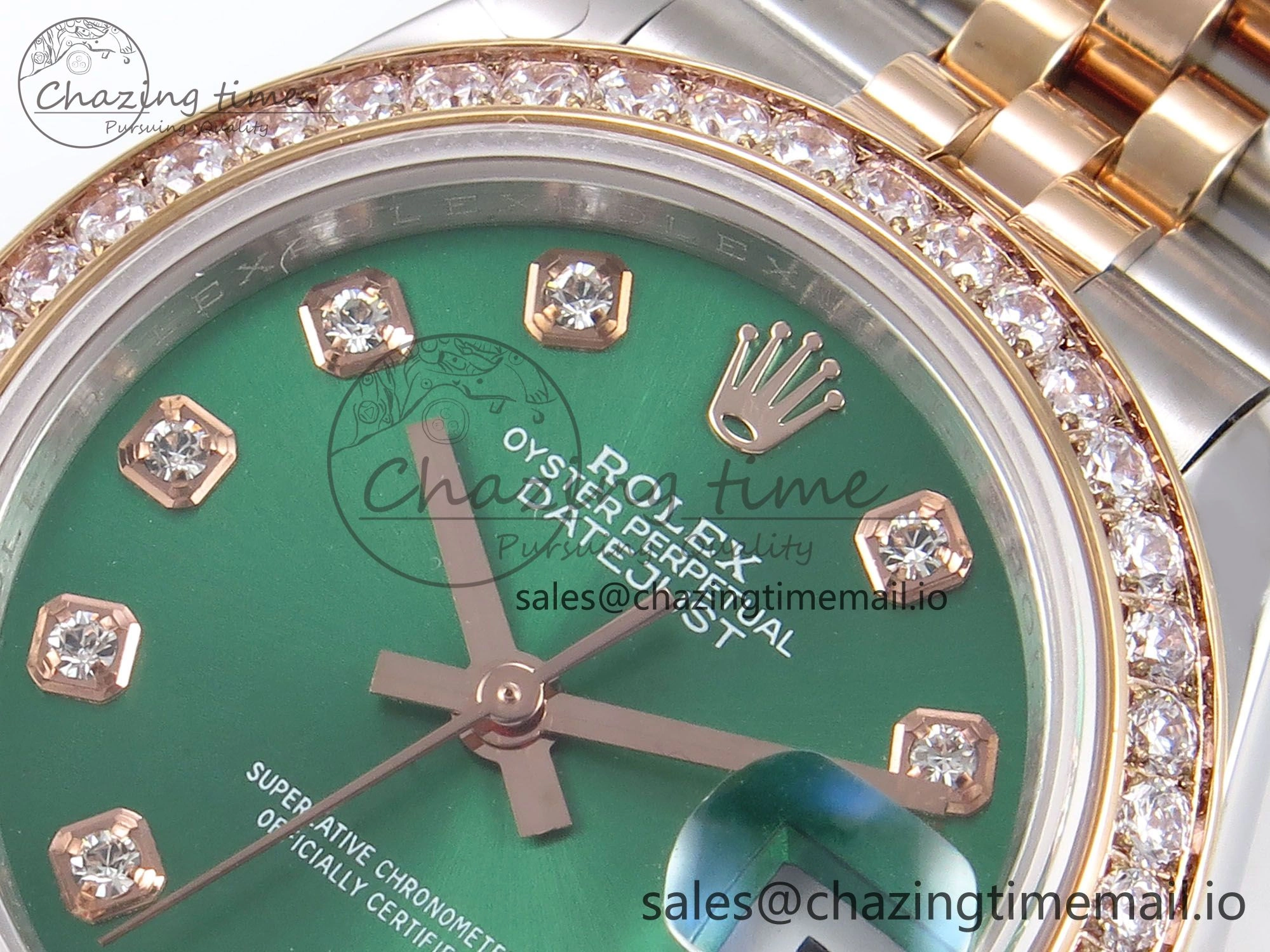 AllSeason DateJust 28MM 279381RBR SS RG GMF 1:1 Best Edition 904L Steel Green Dimonds Dial on Jubilee Bracelet A 10067