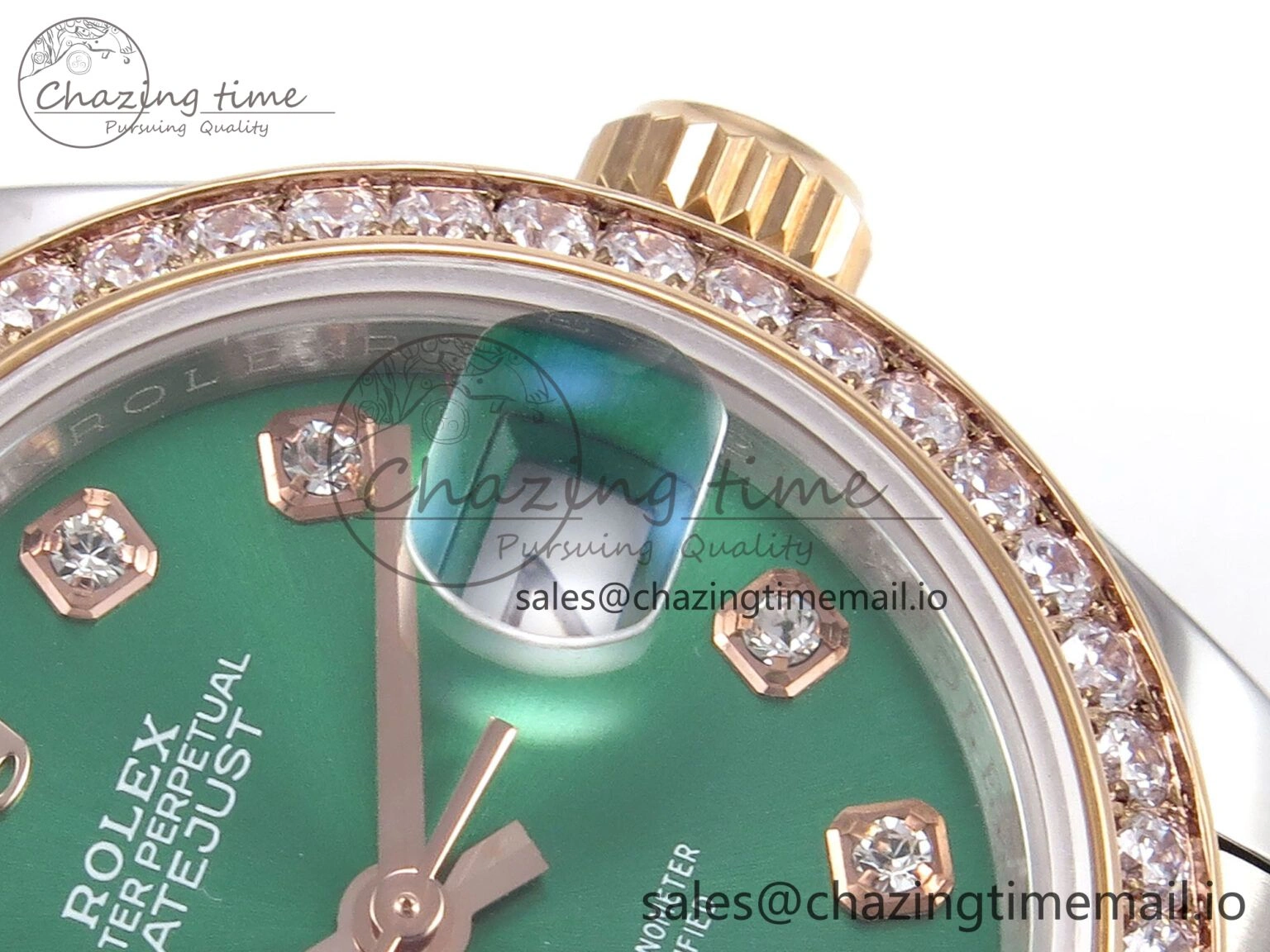 AllSeason DateJust 28MM 279381RBR SS RG GMF 1:1 Best Edition 904L Steel Green Dimonds Dial on Jubilee Bracelet A 10067