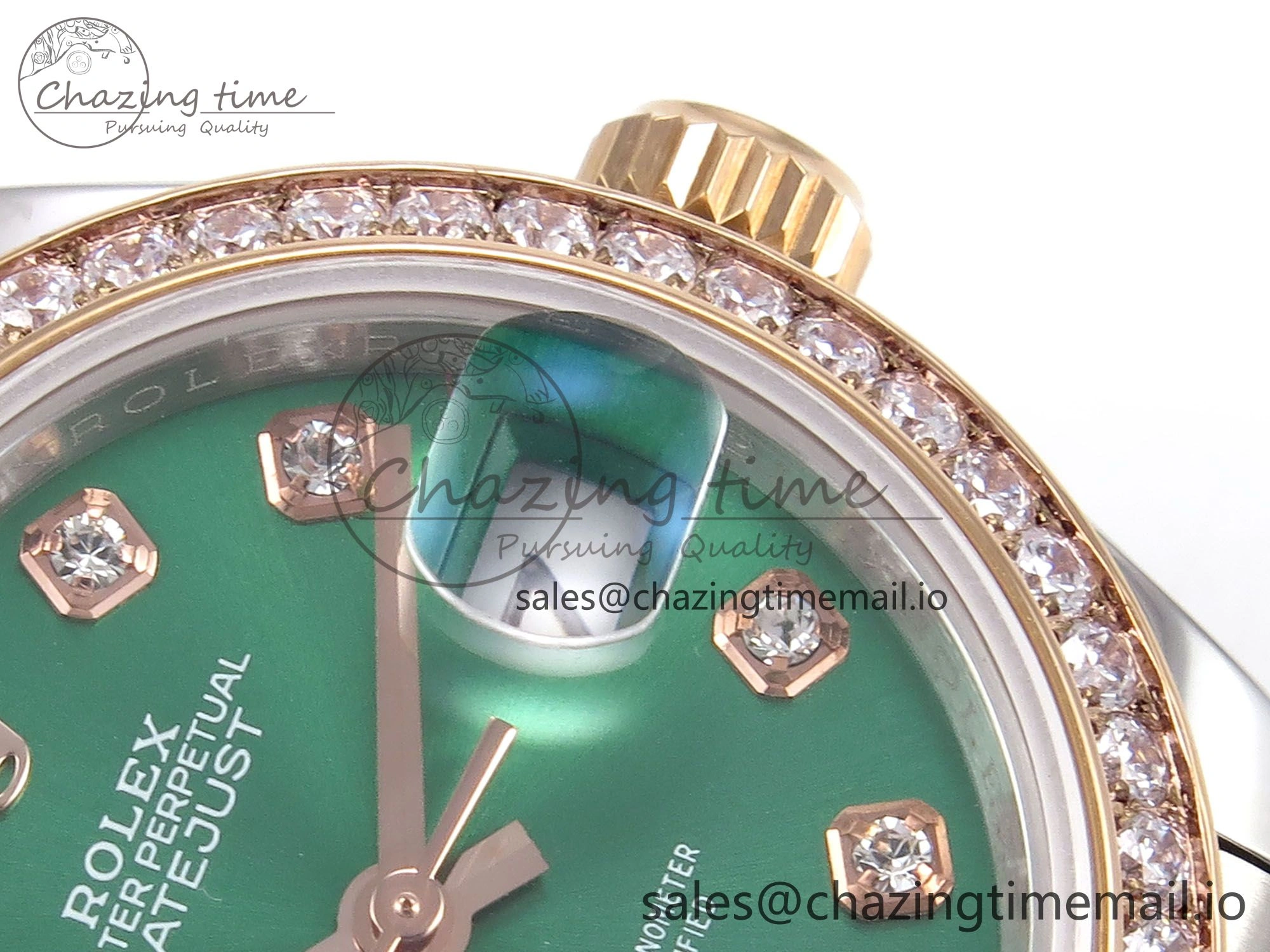 AllSeason DateJust 28MM 279381RBR SS RG GMF 1:1 Best Edition 904L Steel Green Dimonds Dial on Jubilee Bracelet A 10067