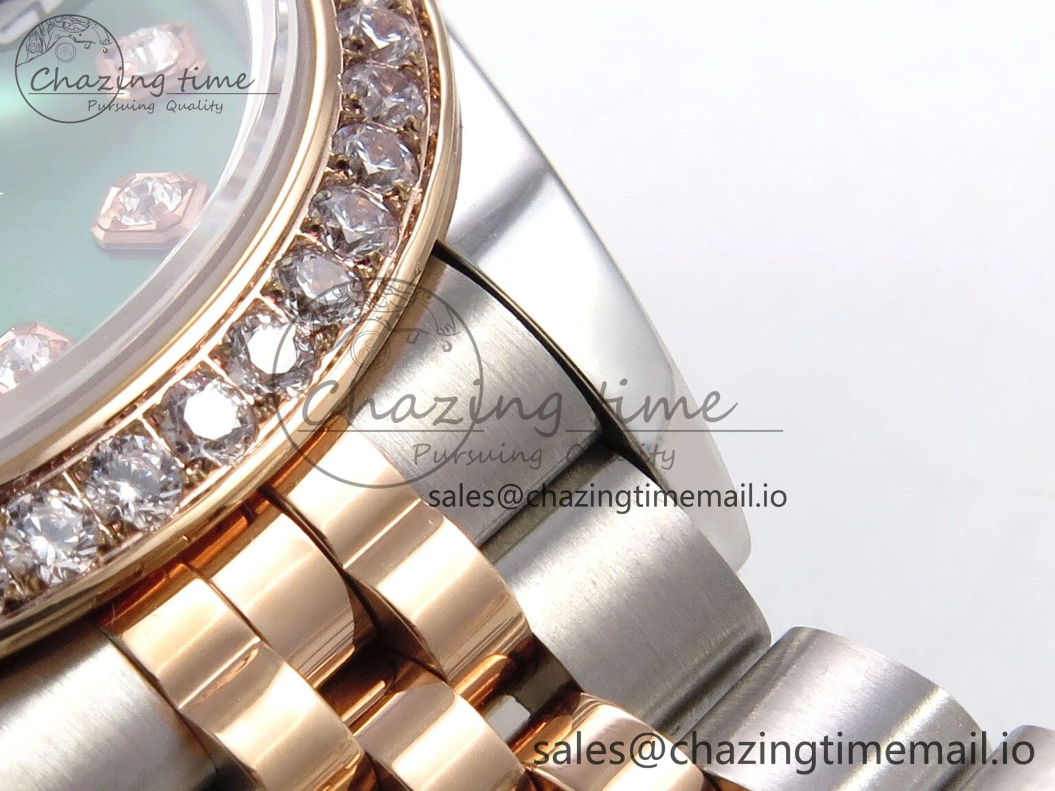 AllSeason DateJust 28MM 279381RBR SS RG GMF 1:1 Best Edition 904L Steel Green Dimonds Dial on Jubilee Bracelet A 10067