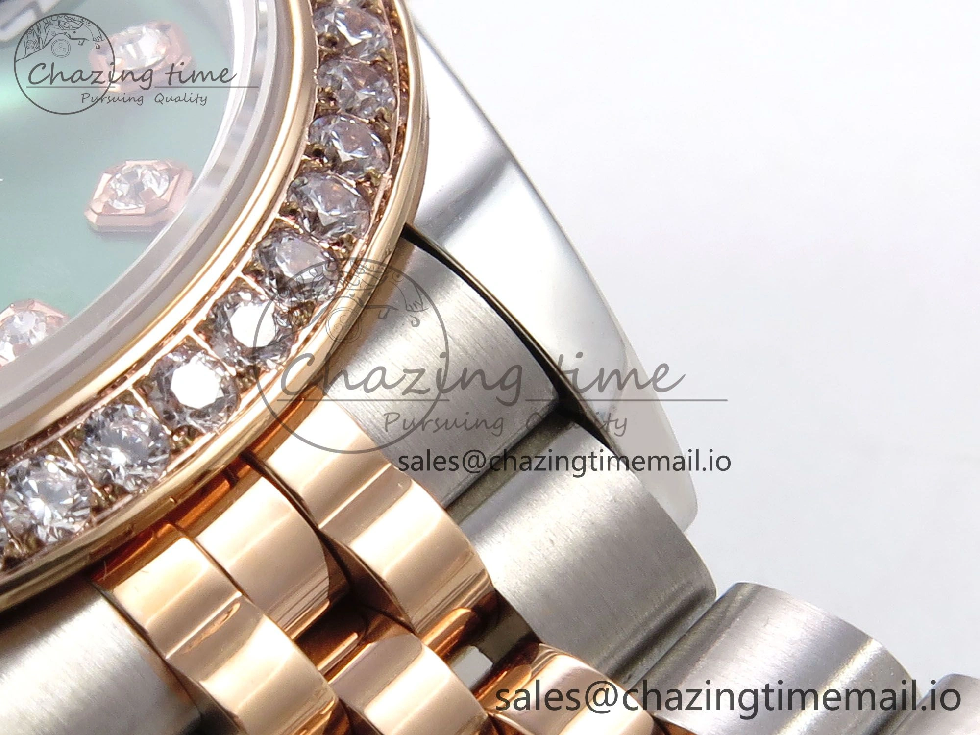 AllSeason DateJust 28MM 279381RBR SS RG GMF 1:1 Best Edition 904L Steel Green Dimonds Dial on Jubilee Bracelet A 10067