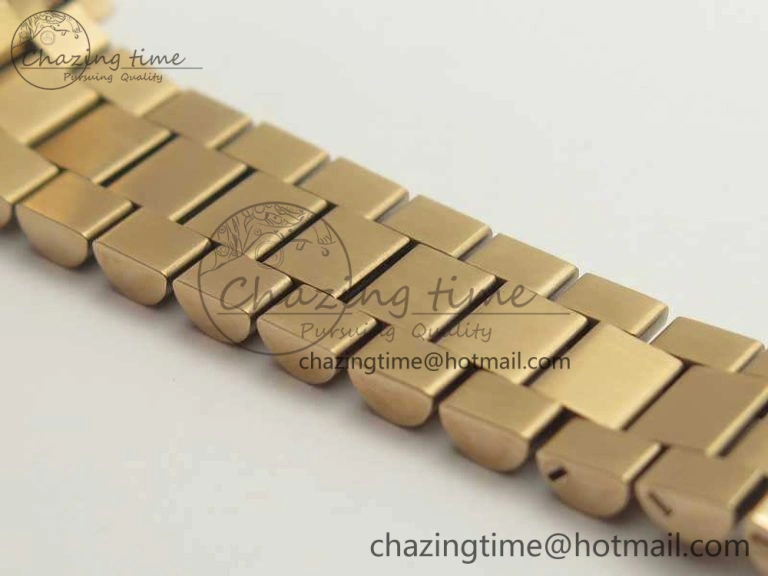Sleek DateJust 28mm RG BP Maker Best Edition Brown Diam Dial Fluted Bezel On RG Bracelet ETA 3441