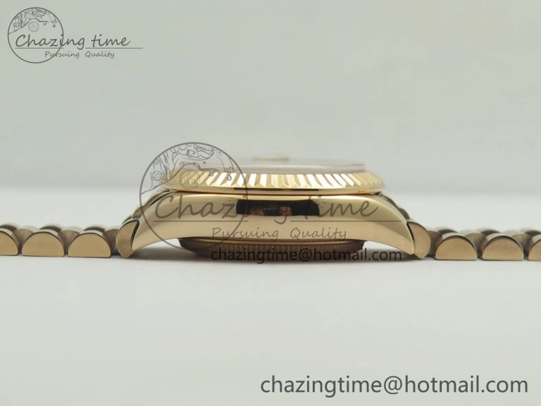 Sleek DateJust 28mm RG BP Maker Best Edition Brown Diam Dial Fluted Bezel On RG Bracelet ETA 3441