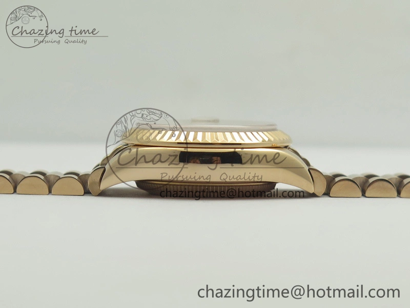 Sleek DateJust 28mm RG BP Maker Best Edition Brown Diam Dial Fluted Bezel On RG Bracelet ETA 3441