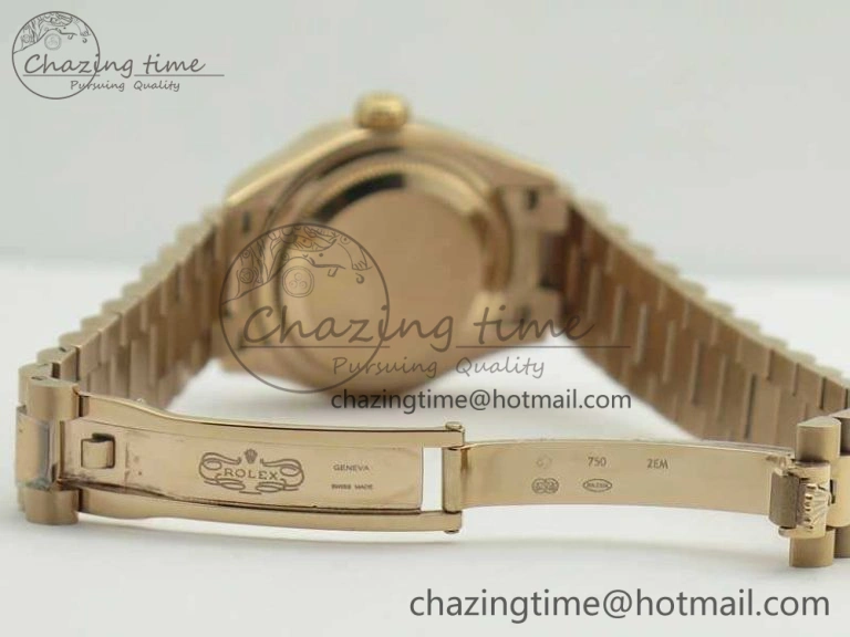 Practical DateJust 28mm RG BP Maker Best Edition Brown Roman Dial Fluted Bezel On RG Bracelet ETA 3442