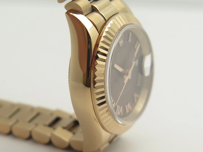 Practical DateJust 28mm RG BP Maker Best Edition Brown Roman Dial Fluted Bezel On RG Bracelet ETA 3442