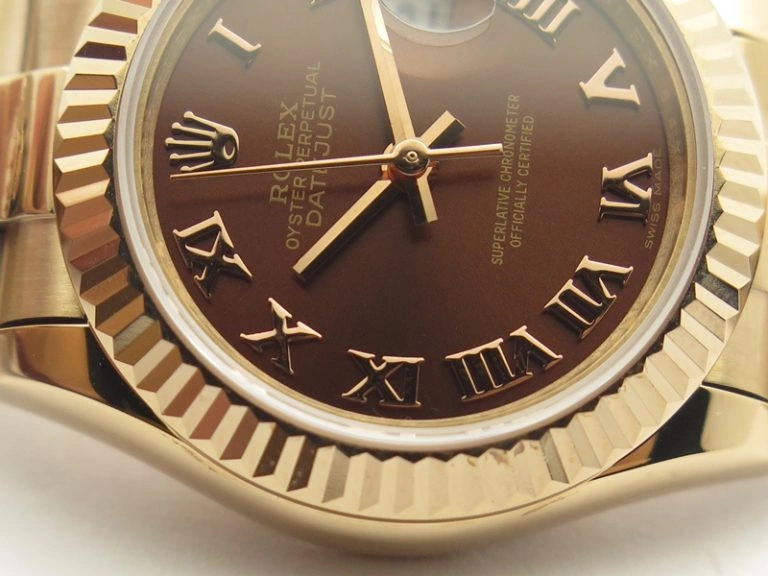 Practical DateJust 28mm RG BP Maker Best Edition Brown Roman Dial Fluted Bezel On RG Bracelet ETA 3442