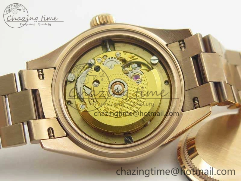 DateJust 28mm RG BP Maker Best Edition Ice Blue Diam Dial Fluted Bezel On RG Bracelet ETA Supportive 3444
