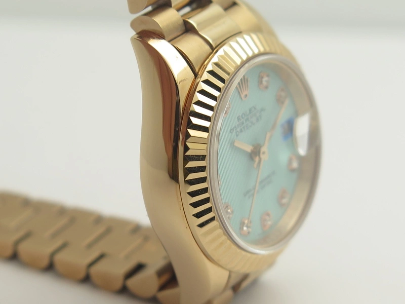 DateJust 28mm RG BP Maker Best Edition Ice Blue Diam Dial Fluted Bezel On RG Bracelet ETA Supportive 3444