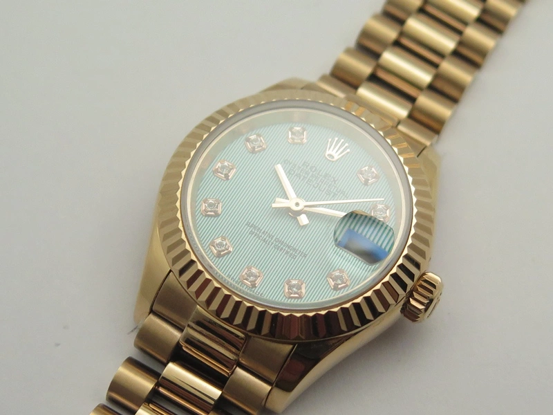 DateJust 28mm RG BP Maker Best Edition Ice Blue Diam Dial Fluted Bezel On RG Bracelet ETA Supportive 3444