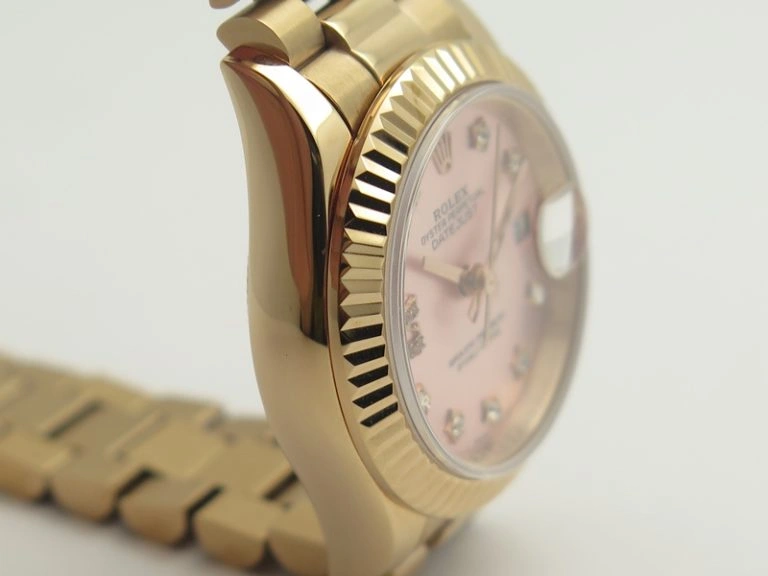 Comfortable DateJust 28mm RG BP Maker Best Edition Pink XL Diam Dial Fluted Bezel On RG Bracelet ETA 3440