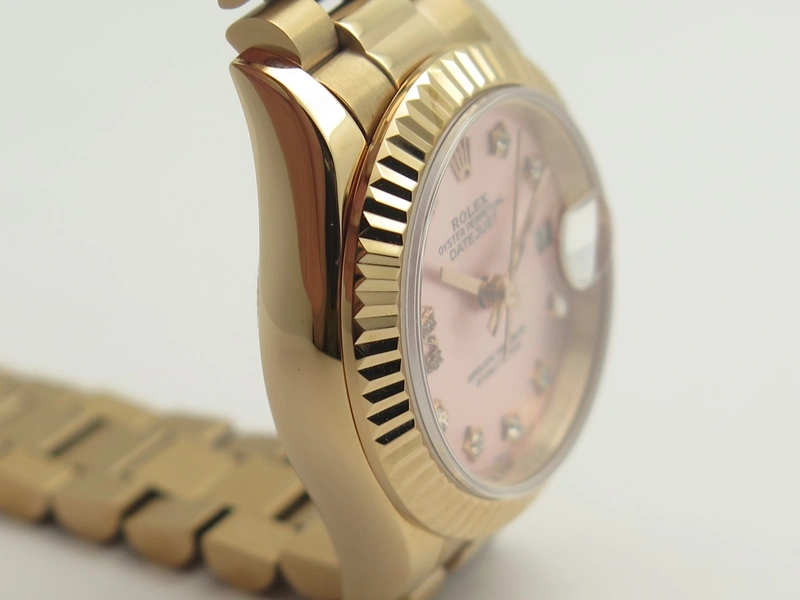 Comfortable DateJust 28mm RG BP Maker Best Edition Pink XL Diam Dial Fluted Bezel On RG Bracelet ETA 3440