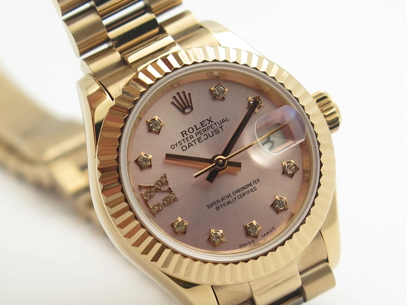 Comfortable DateJust 28mm RG BP Maker Best Edition Pink XL Diam Dial Fluted Bezel On RG Bracelet ETA 3440