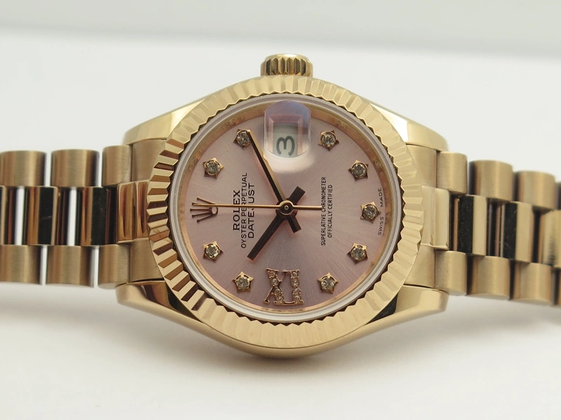 Comfortable DateJust 28mm RG BP Maker Best Edition Pink XL Diam Dial Fluted Bezel On RG Bracelet ETA 3440